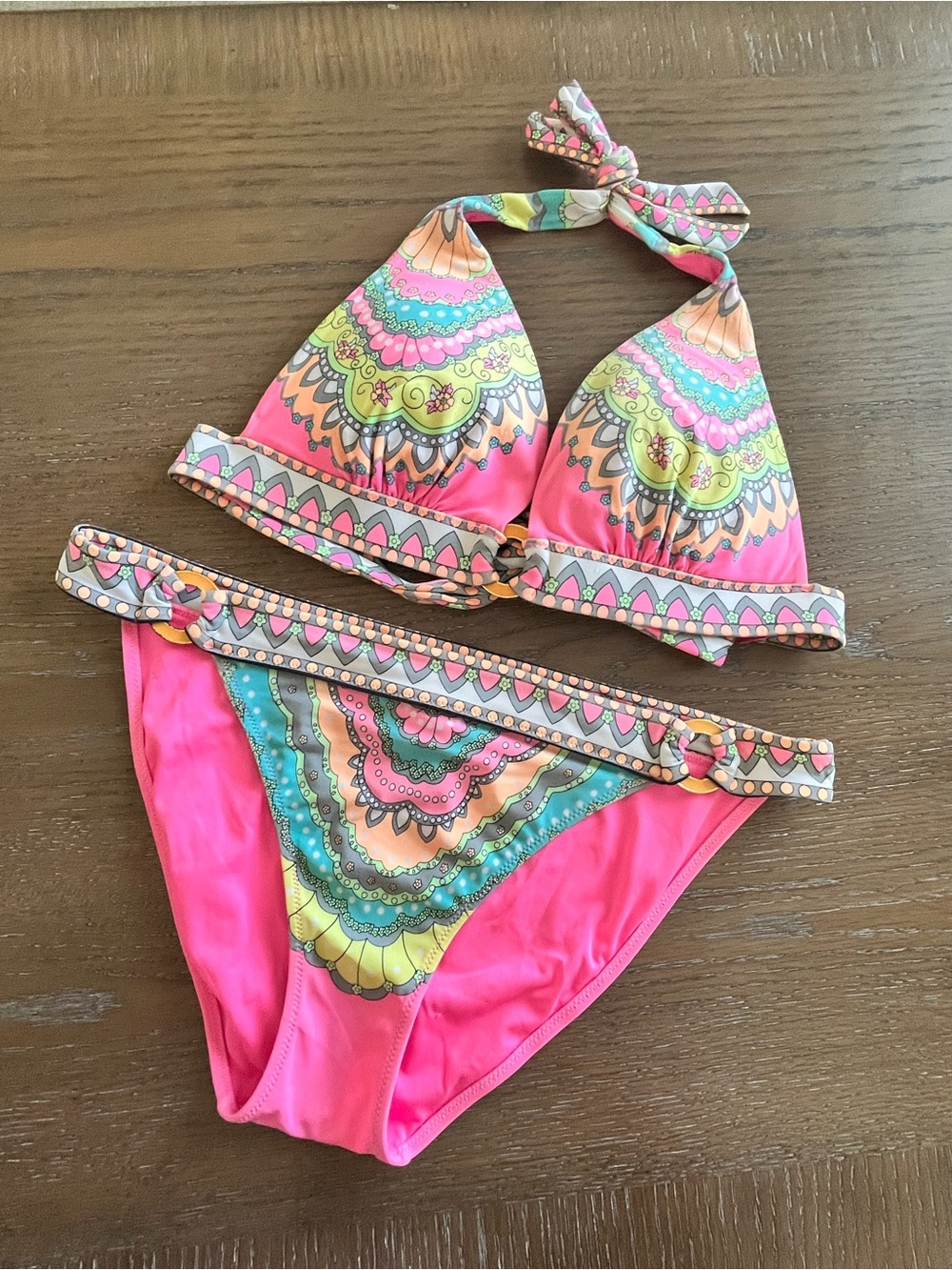 Victoria's Secret Pink Multicolor Mandala Print Bikini Size Medium